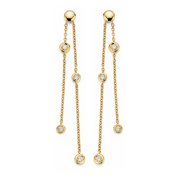 18K Bezel Set Diamond Drop Earrings